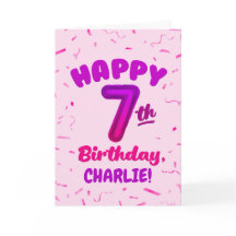 Happy 7th Birthday Card with Custom Name