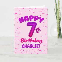 Happy 7th Birthday Card with Custom Name カード
