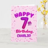 Happy 7th Birthday Card with Custom Name カード (黄色い花)