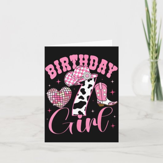 Happy 7th Birthday Girl Outfit Rodeo Western Cowgi カード (正面)
