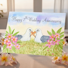 Happy 7th Wedding Anniversary Laysan Albatross カード