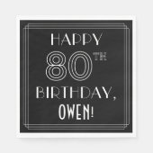 HAPPY 80th誕生日;アールデコスタイル;名前をカスタムする スタンダードランチョンナプキン (正面)