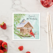 Happy 80th Birthday Birds at Birdhouse スタンダードカクテルナプキン (インサイチュ)
