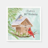 Happy 80th Birthday Birds at Birdhouse スタンダードカクテルナプキン (正面)
