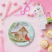 Happy 80th Birthday Birds at Birdhouse ペーパープレート (パーティー)