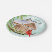 Happy 80th Birthday Birds at Birdhouse ペーパープレート (アングル)