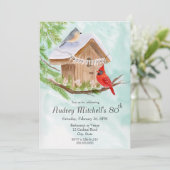  Happy 80th Birthday Birds at Birdhouse 招待状 (スタンド正面)