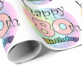 Happy 80th Birthday (roze) ラッピングペーパー (ロールコーナー)