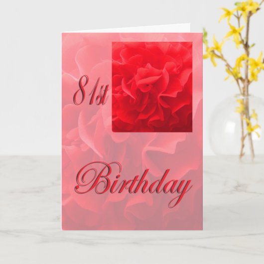 Happy 81st Birthday Dianthus Red Flower カード (黄色い花)