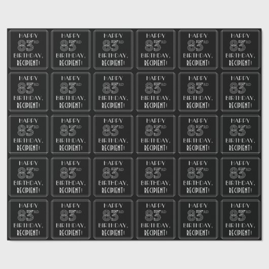 HAPPY 83rd誕生日、アールデコスタイル(名前をカスタムする付き) ラッピングペーパー (シーム)