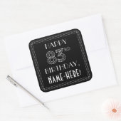 HAPPY 83rd誕生日、アールデコスタイル、名前をカスタムする スクエアシール (封筒)