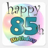 Happy 85th Birthday (blauw) スクエアシール (正面)