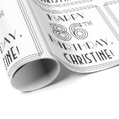 HAPPY 86th誕生日;アールデコスタイル;名前をカスタムする ラッピングペーパー (ロールコーナー)