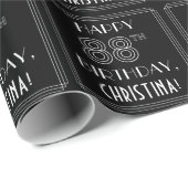 HAPPY 88th誕生日、アールデコスタイル(名前をカスタムする付き) ラッピングペーパー (ロールコーナー)