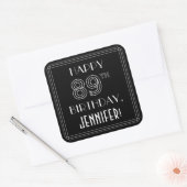 HAPPY 89th誕生日;アールデコスタイル;名前をカスタムする スクエアシール (封筒)