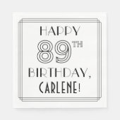HAPPY 89th誕生日;アールデコスタイル;名前をカスタムする スタンダードランチョンナプキン (正面)