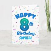 Happy 8th Birthday Card with Custom Name カード (正面)