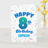 Happy 8th Birthday Card with Custom Name カード (黄色い花)