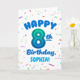 Happy 8th Birthday Card with Custom Name カード