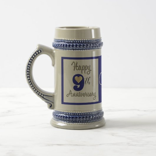 Happy 9結婚th Anniversary Gift ビールジョッキ (左)