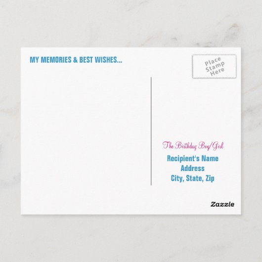 Happy 90誕生日マイルストーンポストカード – 青 ポストカード (裏面)