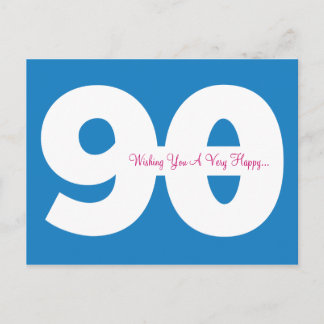 Happy 90誕生日マイルストーンポストカード – 青 ポストカード