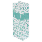 Happy 90th乱数パターンティール（緑がかった色）/白 ワインギフトバッグ (裏面アングル)