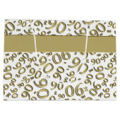 Happy 90th乱数パターン金ゴールド/白 ラージペーパーバッグ (裏面)