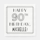 HAPPY 90th誕生日;アールデコスタイル;名前をカスタムする スタンダードランチョンナプキン (正面)