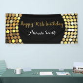Happy 90th Birthday Banner Black and Gold Glitter 横断幕 (トレードショー)