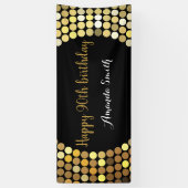 Happy 90th Birthday Banner Black and Gold Glitter 横断幕 (縦)