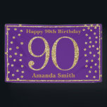 Happy 90th Birthday Banner Purple and Gold Glitter 横断幕<br><div class="desc">Happy 90th Birthday Banner Purple and Gold Glitter Confetti. Printable Digital. For further customization,  please click the "Customize it" button and use our design tool to modify this template.</div>