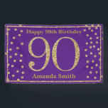 Happy 90th Birthday Banner Purple and Gold Glitter 横断幕<br><div class="desc">Happy 90th Birthday Banner Purple and Gold Glitter Confetti. Printable Digital. For further customization,  please click the "Customize it" button and use our design tool to modify this template.</div>