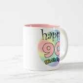 Happy 90th Birthday (roze) ツートーンマグカップ (正面右)
