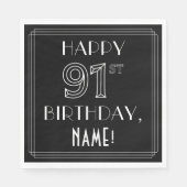 HAPPY 91ST誕生日;アールデコスタイル;名前をカスタムする スタンダードランチョンナプキン (正面)