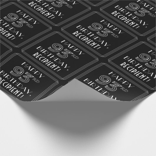 HAPPY 93rd誕生日、アールデコスタイル(名前をカスタムする付き) ラッピングペーパー (角)