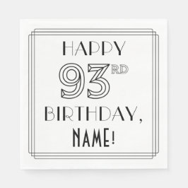 HAPPY 93rd誕生日;アールデコスタイル;名前をカスタムする スタンダードランチョンナプキン