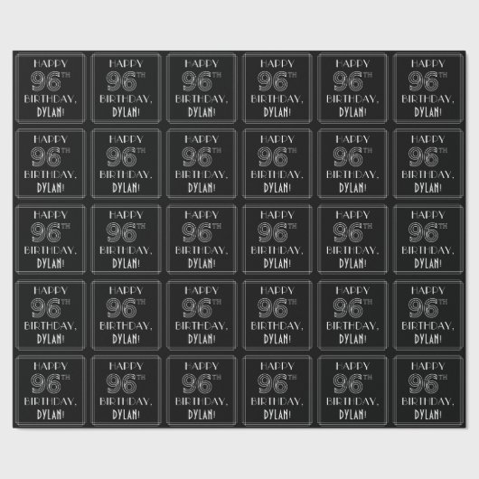 HAPPY 96th誕生日、アールデコスタイル(名前をカスタムする付) ラッピングペーパー (シーム)