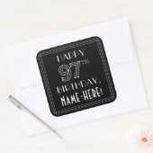 HAPPY 97th誕生日;アールデコスタイル;名前をカスタムする スクエアシール (封筒)