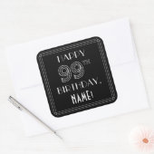 HAPPY 99th誕生日;アールデコスタイル;名前をカスタムする スクエアシール (封筒)