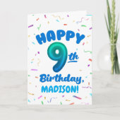 Happy 9th Birthday Card with Custom Name カード (正面)