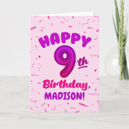 Happy 9th Birthday Card with Custom Name カード