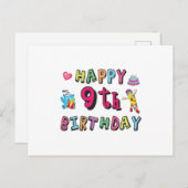 Happy 9th Birthday for 9 year old Kids B-day ポストカード (正面/裏面)