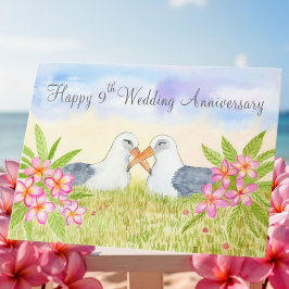 Happy 9th Wedding Anniversary Laysan Albatross カード