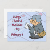 Happy a Mailman 感謝してい Day 2月4日 ポストカード (正面/裏面)