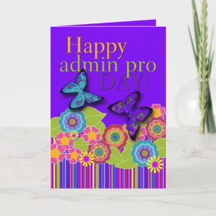 Happy Admin Pro Day、蝶と花 カード