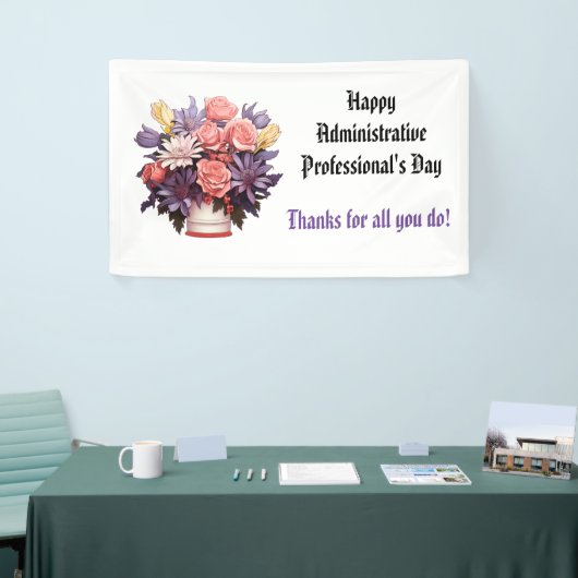 Happy Administrativeプロフェッショナルありがとう 横断幕 (トレードショー)