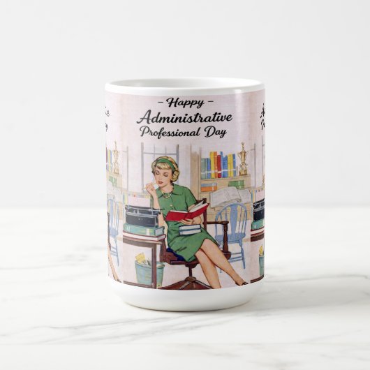 Happy Administrative Professional Day - Retro コーヒーマグカップ (中央)