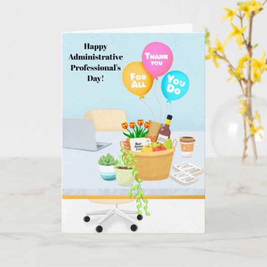Happy Administrative Professionals Day with Gift  カード (黄色い花)