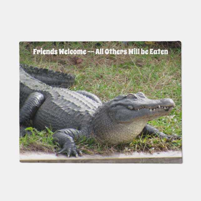 Happy Aligator - パーソナライズされた Doormat ドアマット (正面)
